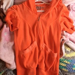 Juicy Couture Terry Orange Peach Cap Sleeve Hoodie